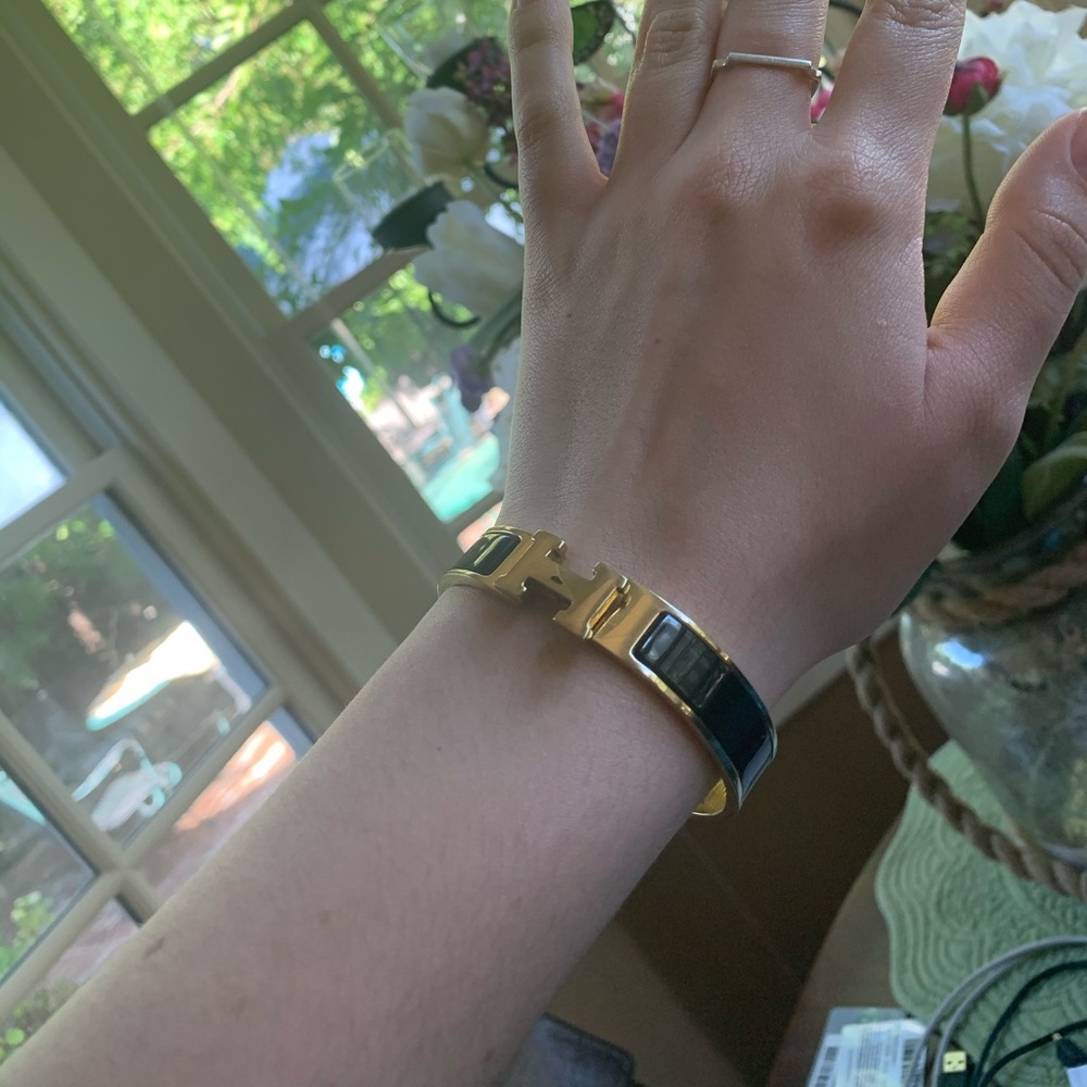 Hermès Clic H Bracelet (black and gold)